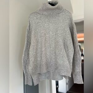 Wool Blend Gray Turtleneck Sweater